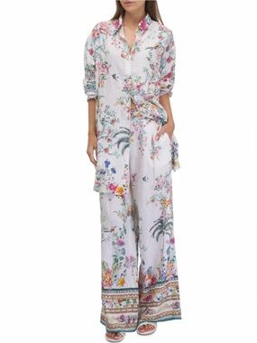 Camilla Plumes & Parterres Linen Shirt Dress Tunic NWT